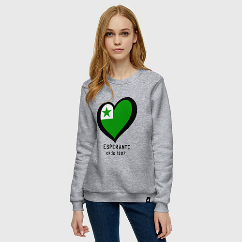 Женский свитшот Люблю эсперанто / Меланж – фото 3
