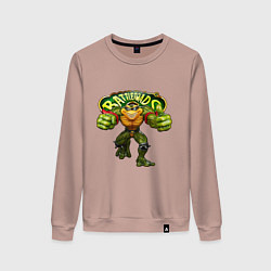 Свитшот хлопковый женский Боевые жабы - Раш, цвет: пыльно-розовый