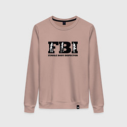 Свитшот хлопковый женский FBI - female body inspector, цвет: пыльно-розовый