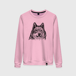 Свитшот хлопковый женский Ауф волк, цвет: светло-розовый