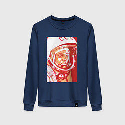 Свитшот хлопковый женский Gagarin in red, цвет: тёмно-синий