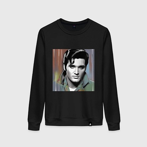 Женский свитшот Портрет Элвис / Черный – фото 1