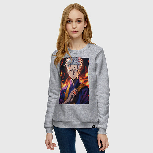 Женский свитшот Satoru Gojo магическая битва / Меланж – фото 3