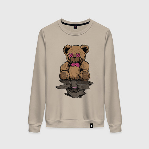 Женский свитшот Плюшевый медвежонок и его отражение / Миндальный – фото 1
