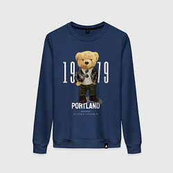Свитшот хлопковый женский Плюшевый медведь portland, цвет: тёмно-синий