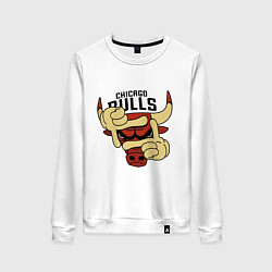 Свитшот хлопковый женский Bulls logo with hands, цвет: белый