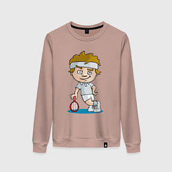 Свитшот хлопковый женский Теннисист, цвет: пыльно-розовый