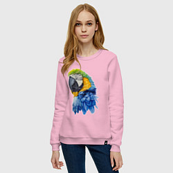 Свитшот хлопковый женский Сине-золотой попугай ара, цвет: светло-розовый — фото 2