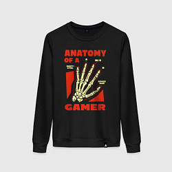 Свитшот хлопковый женский Anatomy of a gamer, цвет: черный