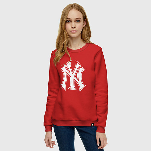 Женский свитшот New York yankees - baseball logo / Красный – фото 3