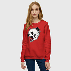 Свитшот хлопковый женский Оскал панды, цвет: красный — фото 2
