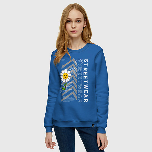 Женский свитшот Ромашка streetwear / Синий – фото 3
