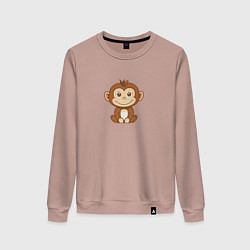 Свитшот хлопковый женский Маленькая обезьяна, цвет: пыльно-розовый
