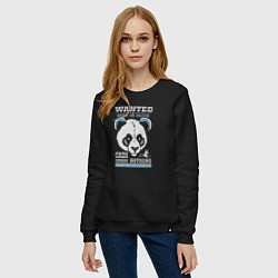 Свитшот хлопковый женский Панда в розыске, цвет: черный — фото 2
