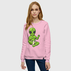 Свитшот хлопковый женский Ребёнок пришельца, цвет: светло-розовый — фото 2