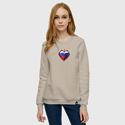 Свитшот хлопковый женский Сердце России, цвет: миндальный — фото 2