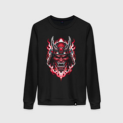 Свитшот хлопковый женский Samurai mask demon, цвет: черный