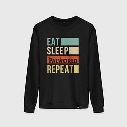 Свитшот хлопковый женский Eat sleep Palworld rpeat, цвет: черный