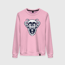 Свитшот хлопковый женский Skull time, цвет: светло-розовый