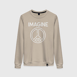 Свитшот хлопковый женский Imagine peace, цвет: миндальный