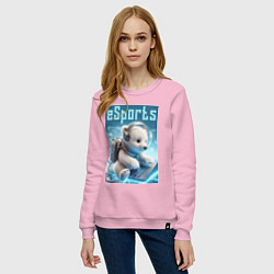 Свитшот хлопковый женский Белый медвежонок - киберспорт, цвет: светло-розовый — фото 2