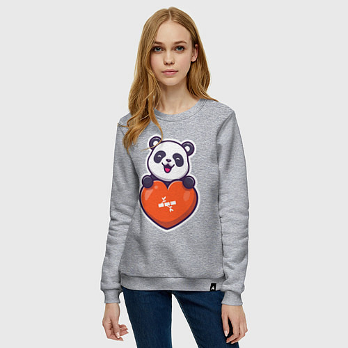 Женский свитшот Сердечная панда / Меланж – фото 3