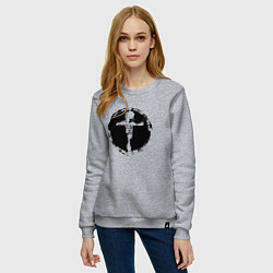 Свитшот хлопковый женский Крест в круге фактурный, цвет: меланж — фото 2