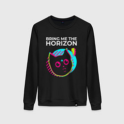 Свитшот хлопковый женский Bring Me the Horizon rock star cat, цвет: черный
