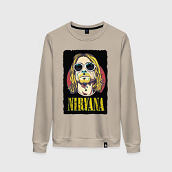 Свитшот хлопковый женский Kurt в очках, цвет: миндальный