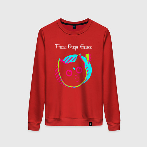 Женский свитшот Three Days Grace rock star cat / Красный – фото 1