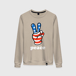 Свитшот хлопковый женский USA peace, цвет: миндальный