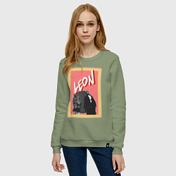 Свитшот хлопковый женский Арт по фильму Леон, цвет: авокадо — фото 2