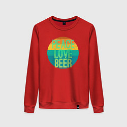 Свитшот хлопковый женский Peace love beer, цвет: красный