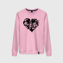Свитшот хлопковый женский Сердце текстура, цвет: светло-розовый