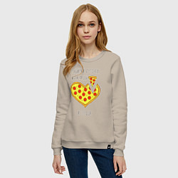 Свитшот хлопковый женский Забирай кусочек моей пиццы и сердца, цвет: миндальный — фото 2
