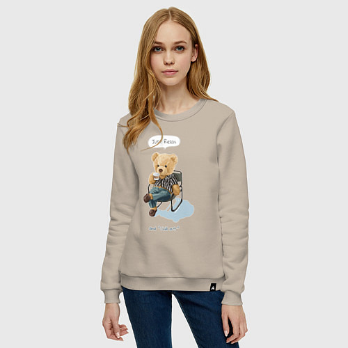 Женский свитшот Плюшевый мишка отдыхает / Миндальный – фото 3