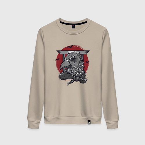 Женский свитшот Японский ворон самурай / Миндальный – фото 1