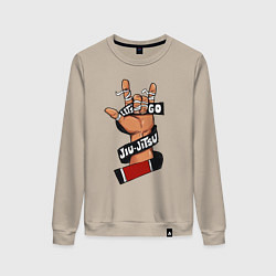 Свитшот хлопковый женский Джиу-джитсу вперед, цвет: миндальный