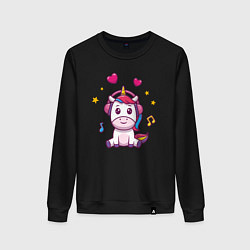 Женский свитшот Единорог в наушниках