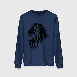 Свитшот хлопковый женский Лев тату, цвет: тёмно-синий