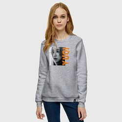 Свитшот хлопковый женский Yuqi k-stars, цвет: меланж — фото 2