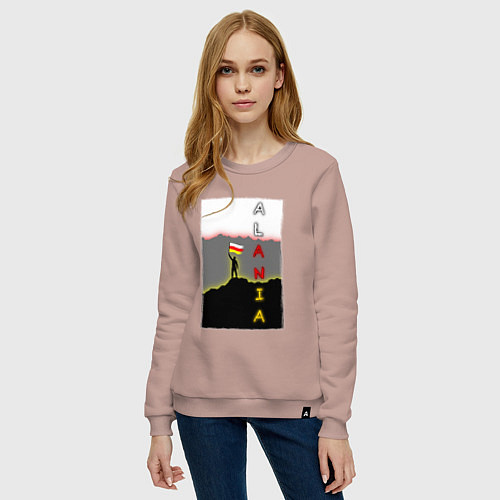 Женский свитшот Алания человек с флагом / Пыльно-розовый – фото 3