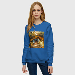 Свитшот хлопковый женский Золотой глаз металлический в стиле стимпанк, цвет: синий — фото 2