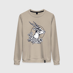 Женский свитшот Антилопа и цветы