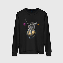 Свитшот хлопковый женский Космонавт wrecking ball, цвет: черный