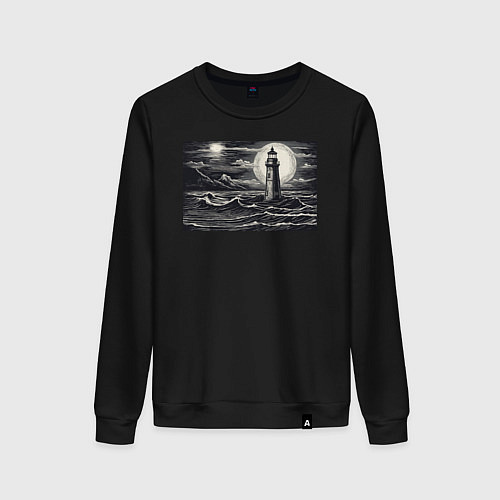 Женский свитшот Маяк в графике / Черный – фото 1