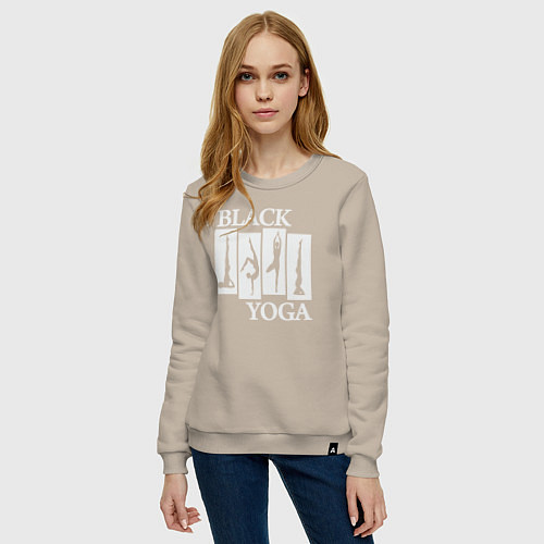 Женский свитшот Black yoga / Миндальный – фото 3