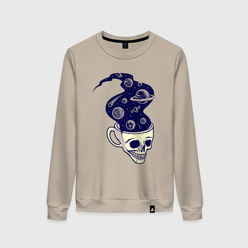 Женский свитшот Dead drink space skull / Миндальный – фото 1