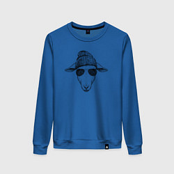 Свитшот хлопковый женский Овечка в шапке, цвет: синий