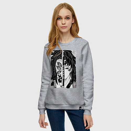 Женский свитшот Клинок рассекающий демонов Ериичи Цугикуни Кокушиб / Меланж – фото 3